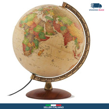 Mappamondo Antiquus 30 Cm Luminoso E Girevole | Base in Vero Legno ???