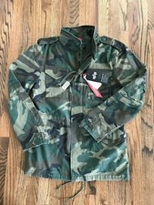 Giacca da campo vintage uomo Alpha Industries M-65 Defender oliva uomo piccola USA