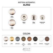 Bottoni automatici a pressione tipo ALFA2 in Ferro o Ottone Ø 15,5/17mm 100 pz