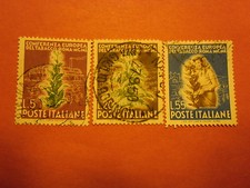 TABACCO 1950 REPUBBLICA ITALIANA SERIE COMPLETA USATA 3 VALORI 5 20 E 55 LIRE