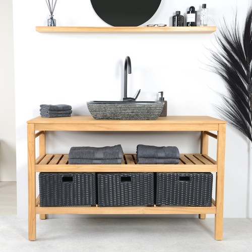 Lavabo legno teak doppio - lavabo,