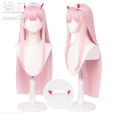Parrucca lunga cosplay rosa DARLING in the FRANXX 002 capelli + copricapo resistente al calore