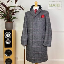 MAGEE cappotto giacca cappotto COVERT collo velluto tweed check pied de poule check 40