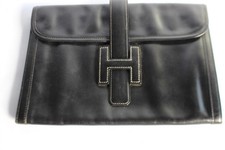 HERMES Pochette cuir noir