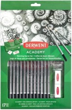 Matite Set 17 Pezzi Derwent 12 Matite Derwent Academy con Accessori Per Schizzi