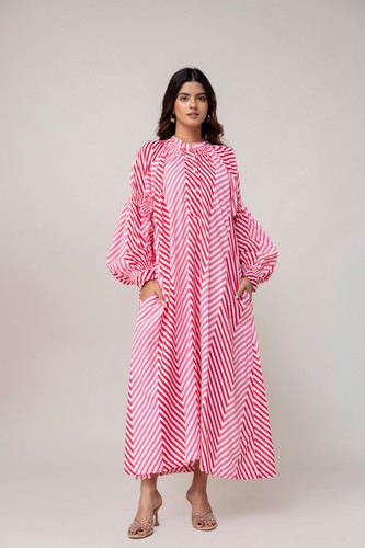 Maxi abito donna rosa - , chevron