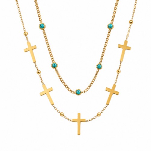 Collana donna croce turchese