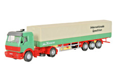 MB SK Trattore A Due Assi Con Rimorchio Coperto / Kibri 14643 - Scala H0