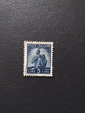 Francobollo Repubblica Italiana serie "Democratica" 5 lire del 1946