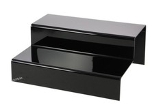 SAFE Espositore a scaletta vetro acrilico nero 2 gradini per minerali cristalli