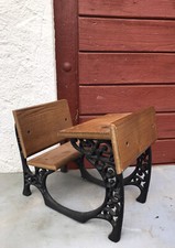 Panca per bambole vintage giardino banco scuola legno ghisa M10