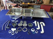 Lavello inox doppia vasca completo di miscelatore e scarico