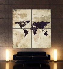 Mappamondo - Astratto Immagine Tela Nero Bianco Grigio Moderno Quadro su XXL
