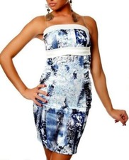 Sexy Miss Donna Fiore Mini Abito Fascia Raso Matita Vestito 34 36 38 Colorato