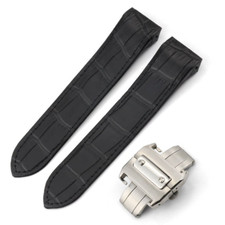 Cinturino Nero per Cartier Santos XL in Pelle Stampata Alligatore/Coccodrillo 