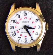 Orologio Ramino Militar Quadrante Bianco Uomo Carica Manuale Vintage Svizzero -- Funzionante