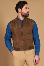 Gilet Vera Pelle Color Fango Uomo Giacca Renna Giubbotto Camoscio Jeff