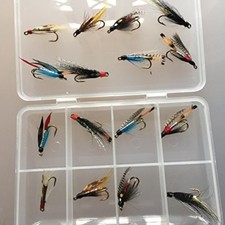 Mosca Pesca Doppio Bagnato Mosche Per Seatrout E Salmone con Scatola Set Di 16
