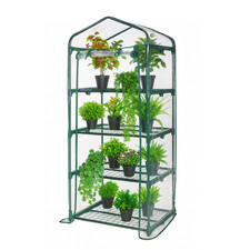 Mini Serra da Balcone 4 Ripiani 69x49x125 cm in PVC e Acciaio 69x49x155 cm 5873F