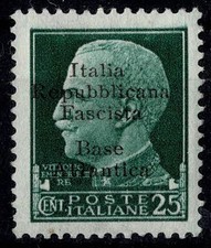 1943 EMISSIONI LOCALI BASE ATLANTICA 25 C. VERDE N. 9 - MLH CAFFAZ MF109990