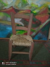 PICCOLA SEDIA IN LEGNO E PAGLIA LAVORAZIONE ARTIGIANALE  VECCHIA