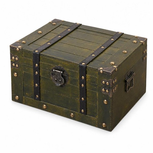Baule verde consumato listelli - baule,