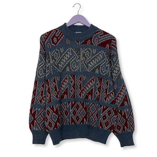 Maglione vintage blu rosso - maglione, e