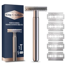 King C Gillette RASOIO di Sicurezza 1 Manico 5 Lamette da Barba in Acciaio