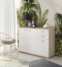 Credenza moderna mobile madia bianco rovere 3 ante 2 cassetti soggiorno ingresso