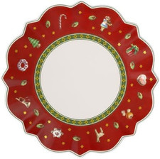Nuovo Toy's Delight Piatto Pane Rosso Bianco Porcellana Natale Spedizione Veloce