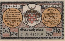 50 PFENNIG 1921 città ELLRICH Sassonia UNC GERMANIA moneta di emergenza banconota #PB198.D