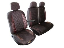 Coprisedili anteriori 2+1 per Mercedes Sprinter 2019+ fili rossi velluto nero