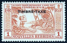 Nuovo Hebrides (Fr) 1957 Affrancature Sc#J25 Cv$10.00 Cocos Palma ( Na-Al )
