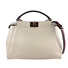 Borsa a tracolla originale FENDI Peekaboo Mini Iconic Handbag Greige - z7451