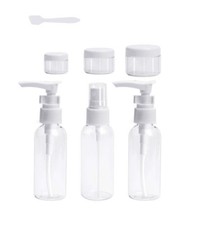 SET FLACONI CONTENITORI VIAGGIO AEREO ASTUCCIO SACCHETTO ERMETICO TRASPARENTE