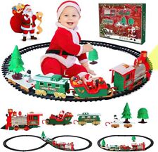 Trenino Natalizio Sotto Albero 22 Pezzi Locomotiva Luci Suoni Slitta Babbo Natal