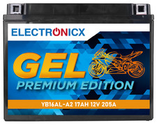 Electronicx GEL Batteria Moto 12V 17Ah 205A/EN YB16AL-A2 - Senza Manutenzione, Doppia