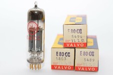 Valvo E80CC Tubo Preamplificatore, Etichetta Rossa, O-Getter, Codice VB8, Goldpins, Nuovo con scatola, NOS