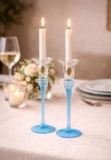 Pair of Blue Satin Glass