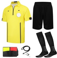 5Pcs Soccer Referee Shirt Jersey Kit Official Short Sleeve Ref Shirts Uniform...