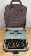Vintage Olivetti Lettera 22 Manual Typewriter Blue Cover & Case Untested Spares