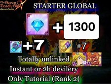 Seven Deadly Sins grand Cross MELIODAS GLOBALE + ESCANNOR + 1300 GEMME
