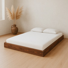 Letto Giapponese Hiroto Letto in Legno Minimalista Legno di Pino Naturale Naturale