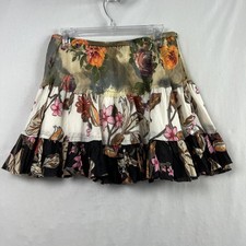 Love Positano minigonna donna L/XL a strati boho con volant foderata floreale floreale