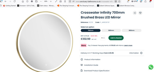Specchio led crosswater - led,