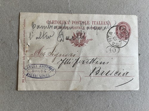Intero postale regno monza - intero,