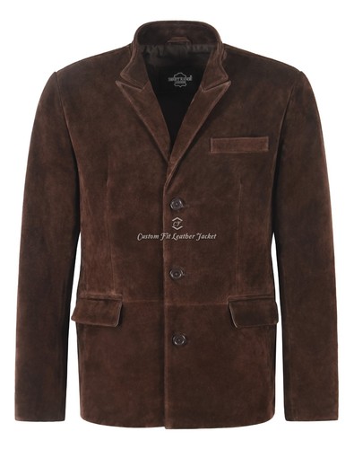Men box button brown suede - men's,