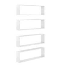 Mensole Parete a Cubo 4 pz Bianco Lucido 100x15x30cm Truciolato