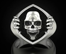Anello teschio mani acciaio punk morte / ring skull hands steel death