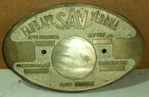 Vecchia targa ottone di - in,